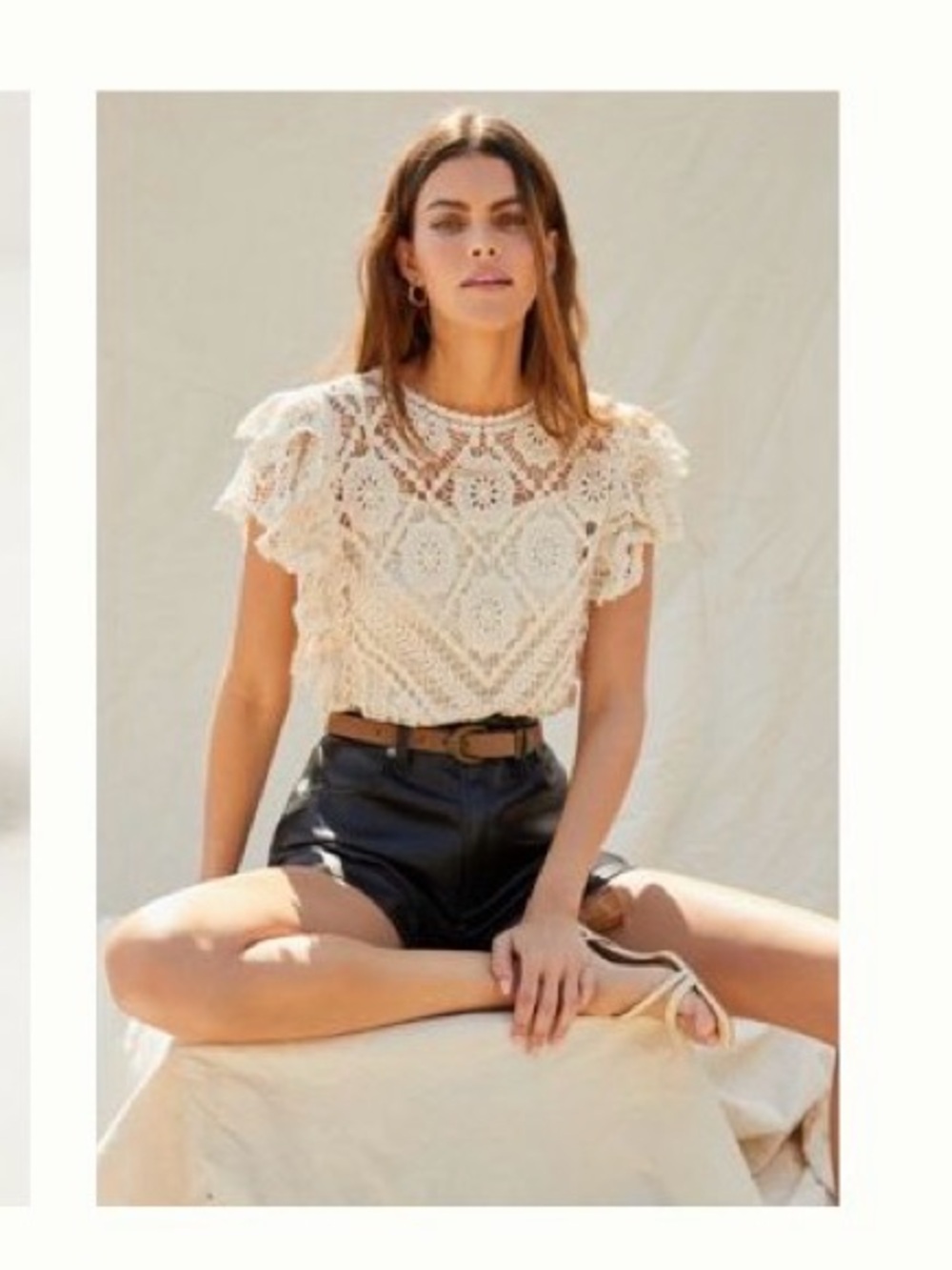 Blue Tassel Ruffled Crochet Blouse - worn once, maybe twice.